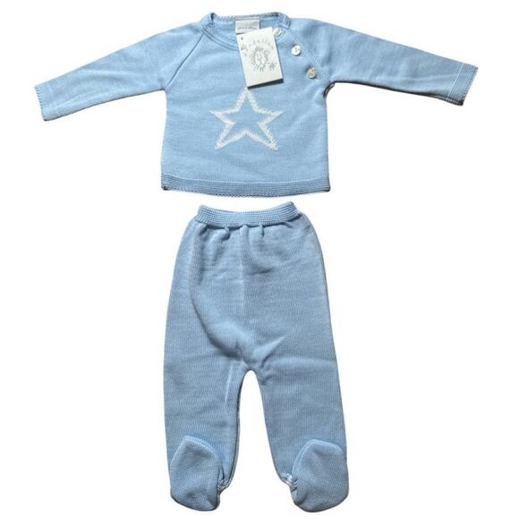 dandelion | NWT Star Knitted Sweater and Leggings Size 3-6m Light Blue White - Picture 6 of 10